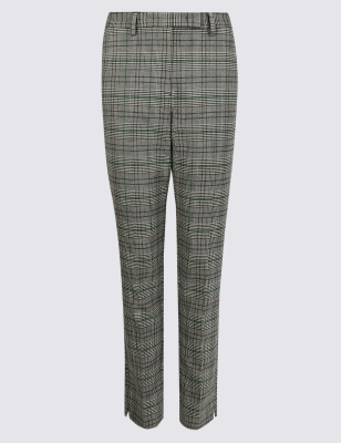 slim leg checked trousers