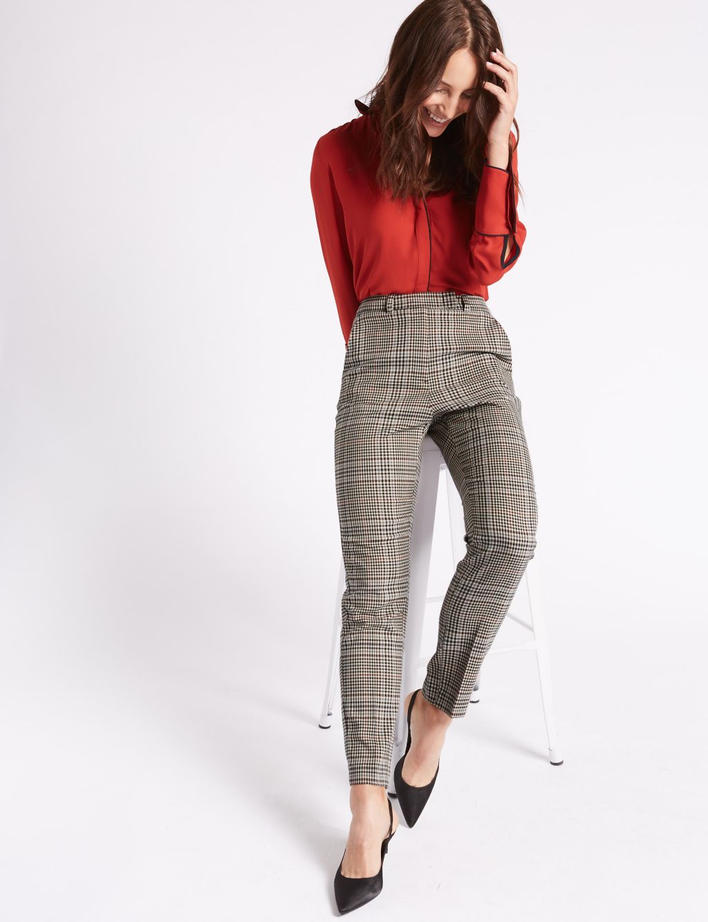 Checked Slim Leg Trousers 2 of 6