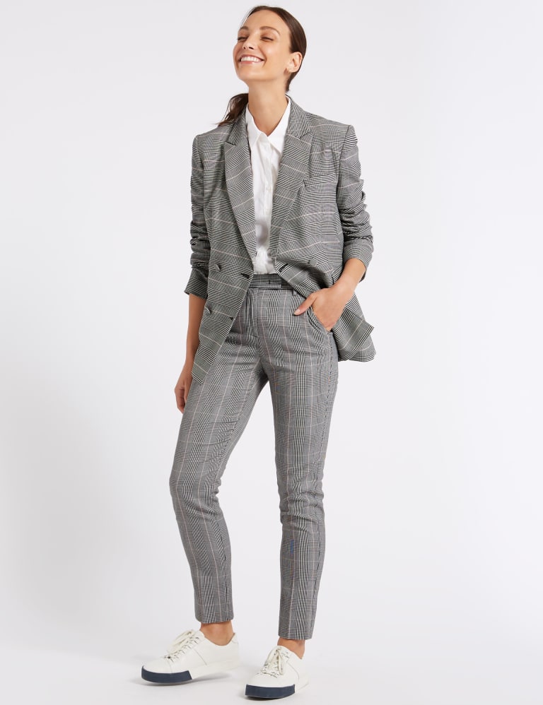 Checked slim leg trousers hotsell