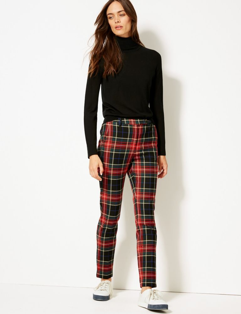 Checked Slim Leg Trousers 1 of 5