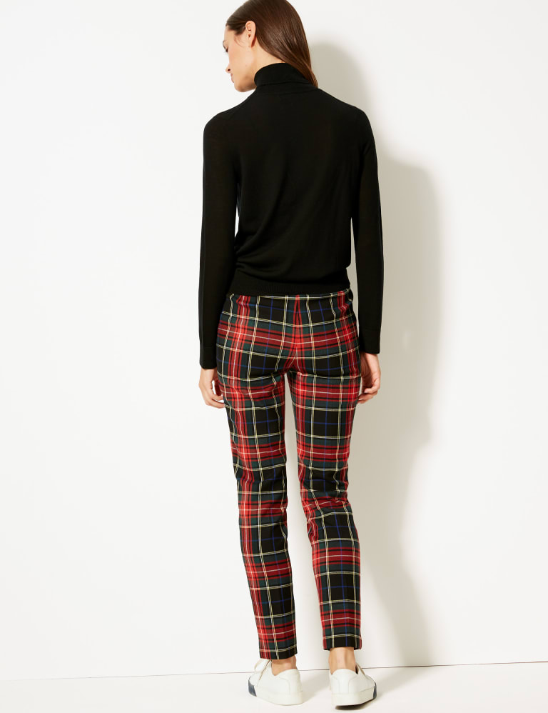 Checked Slim Leg Trousers M S Collection M S