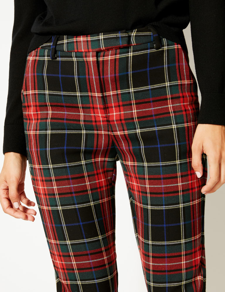 Checked Slim Leg Trousers M S Collection M S