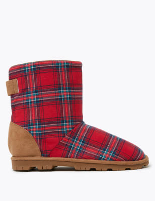 tartan slipper boots