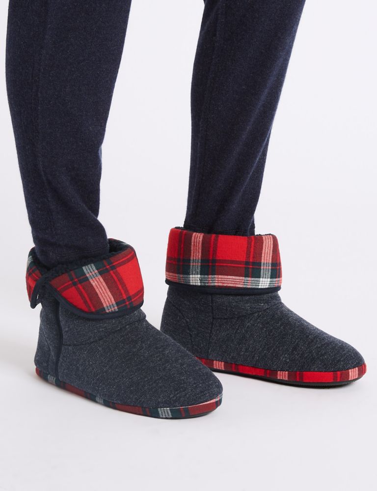 Checked Slipper Boots with Freshfeet™ 1 of 6