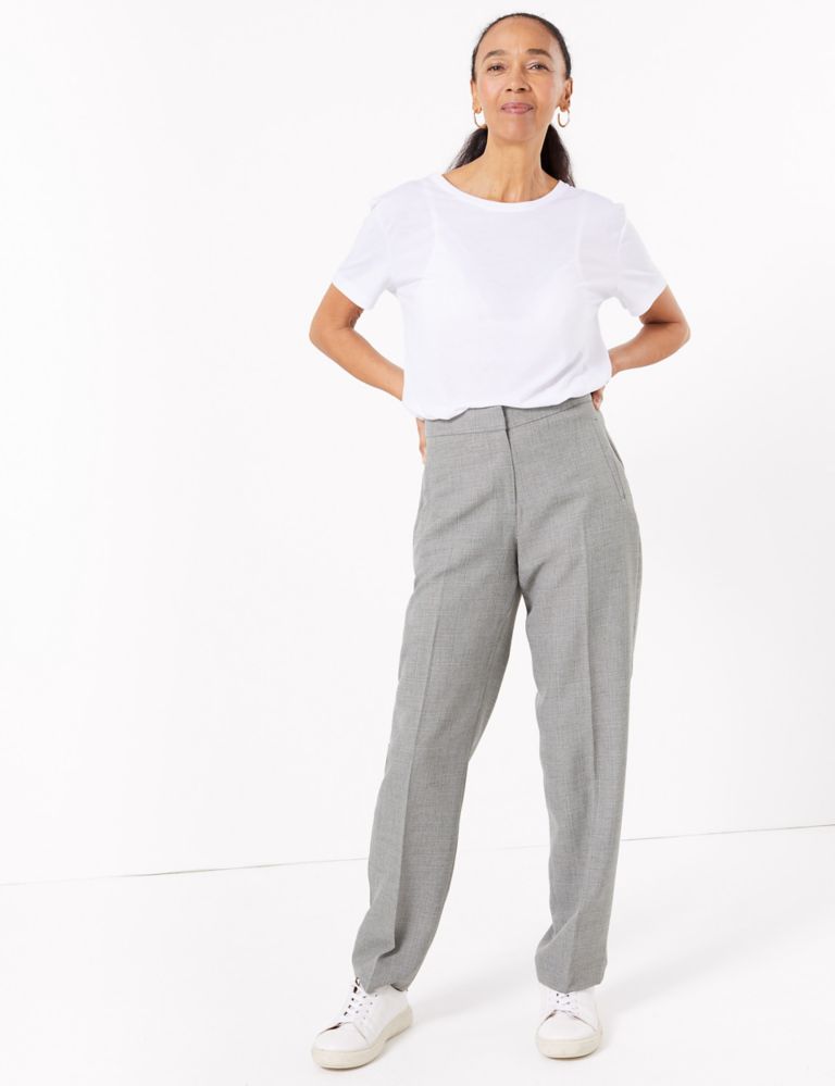 Checked Straight Leg Ankle Grazer Trousers 1 of 5