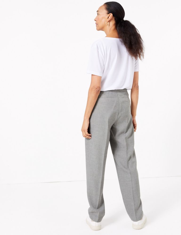 Checked Straight Leg Ankle Grazer Trousers | M&S Collection | M&S