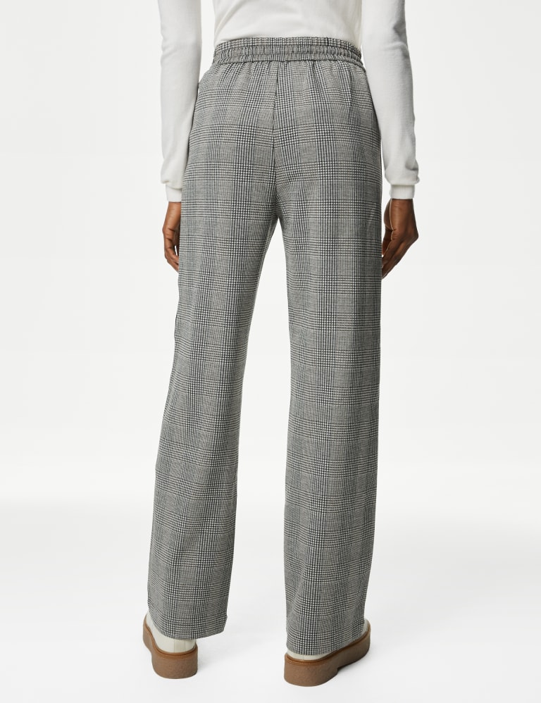 Check straight leg trousers discount