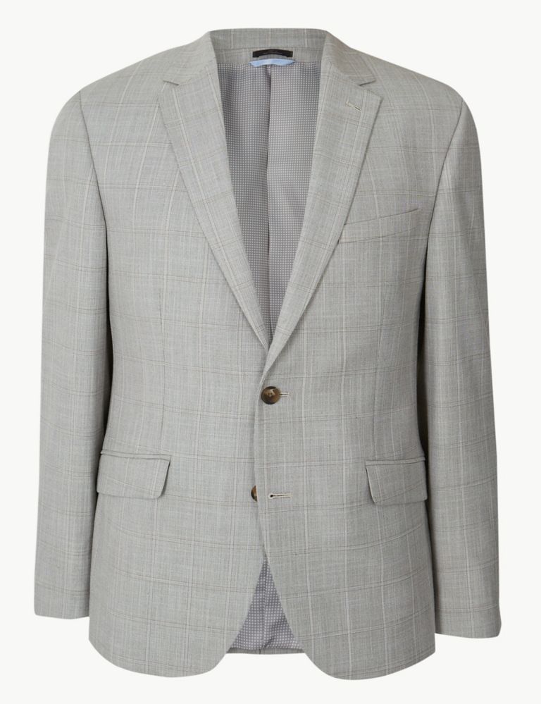 Checked Tailored Fit Jacket with Stretch 2 of 6