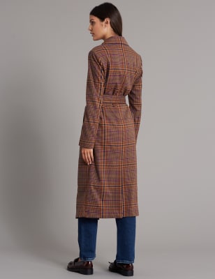 marks and spencer checked coat