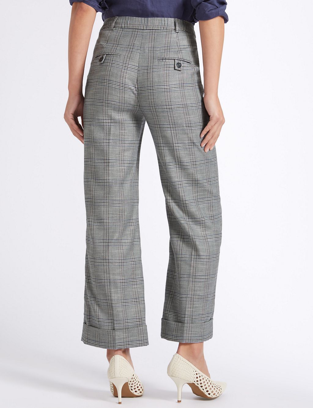 Checked Turn-up Wide Leg Trousers 4 of 6