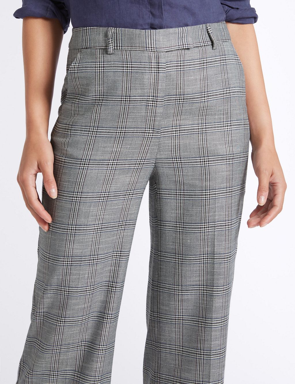 Checked Turn-up Wide Leg Trousers 5 of 6