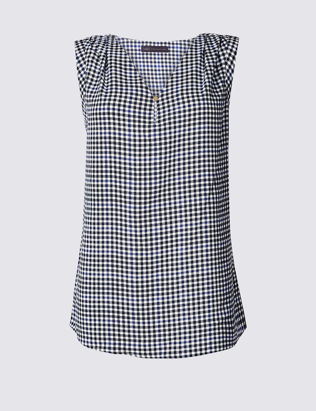 Checked V-Neck Shell Top 1 of 4