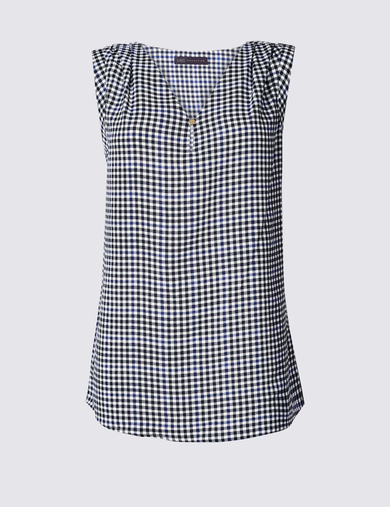 Checked V-Neck Shell Top 2 of 4
