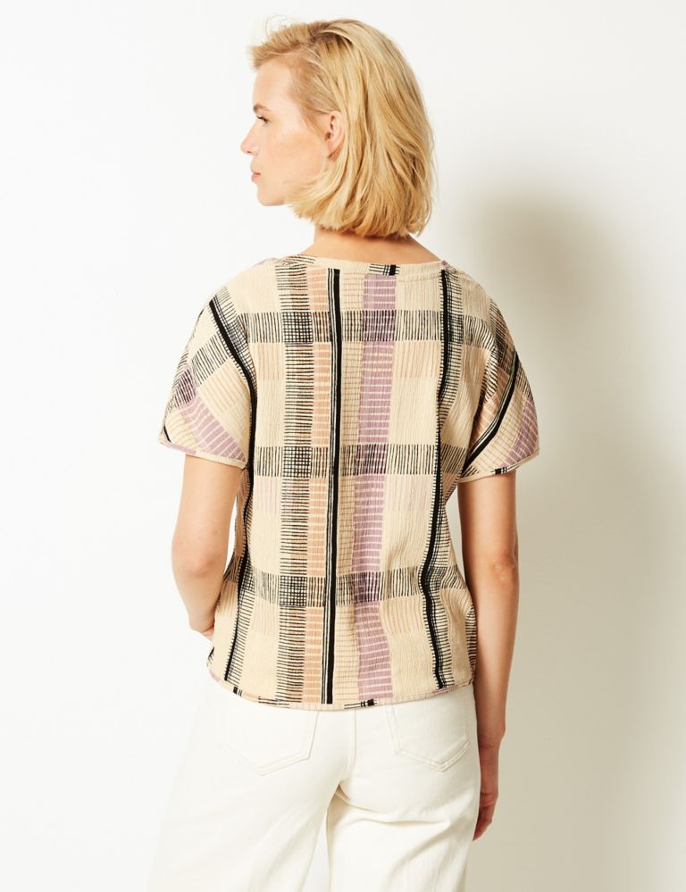 Checked V-Neck Short Sleeve Top 4 of 4