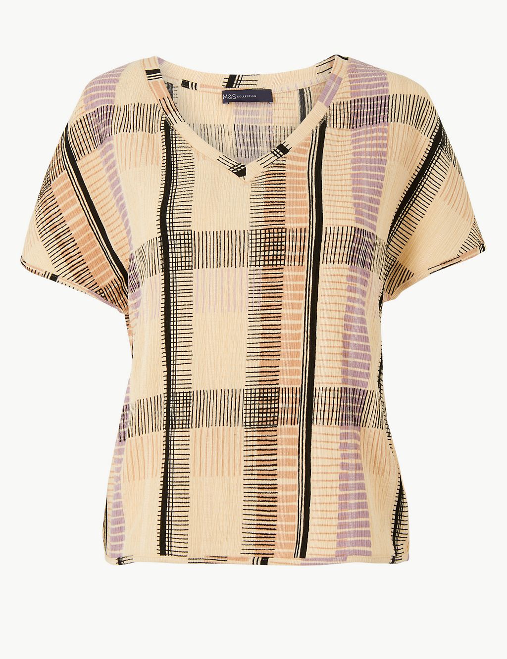 Checked V-Neck Short Sleeve Top 1 of 4