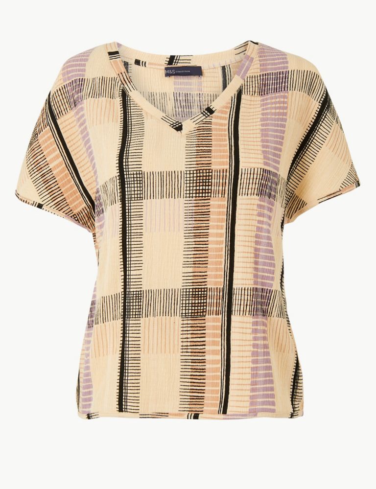 Checked V-Neck Short Sleeve Top 2 of 4