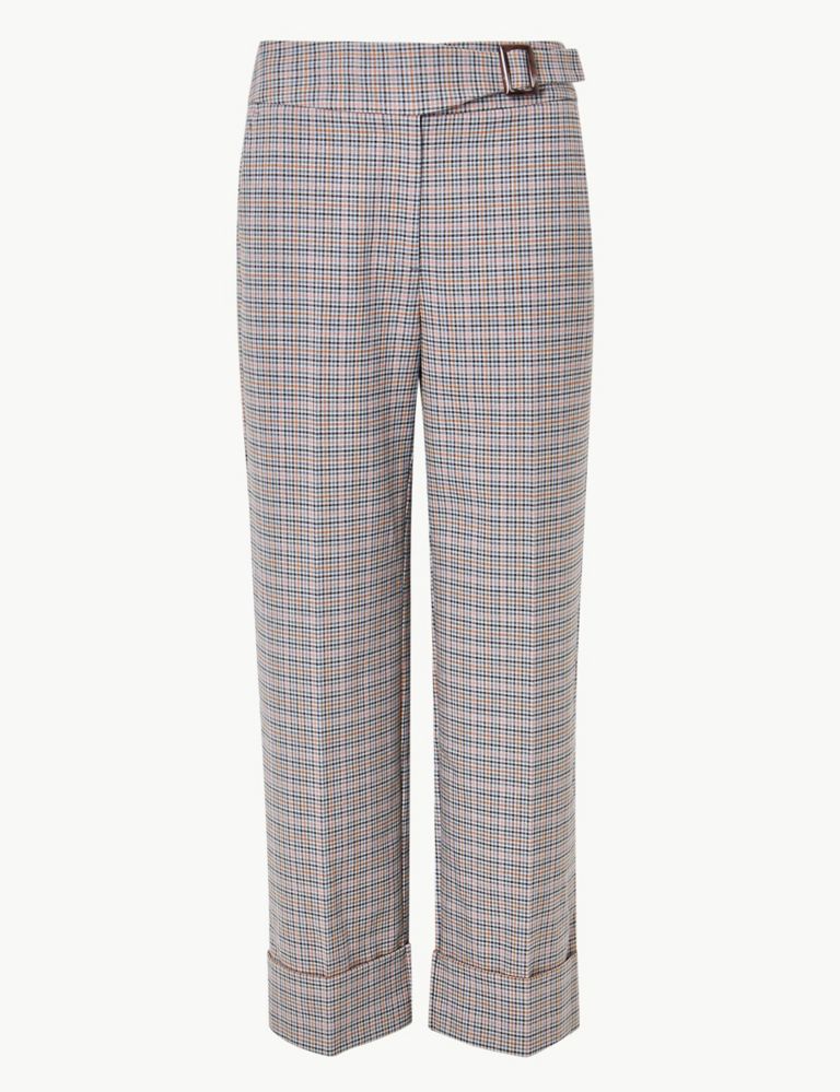 Checked Wide Leg Ankle Grazer Trousers 2 of 5