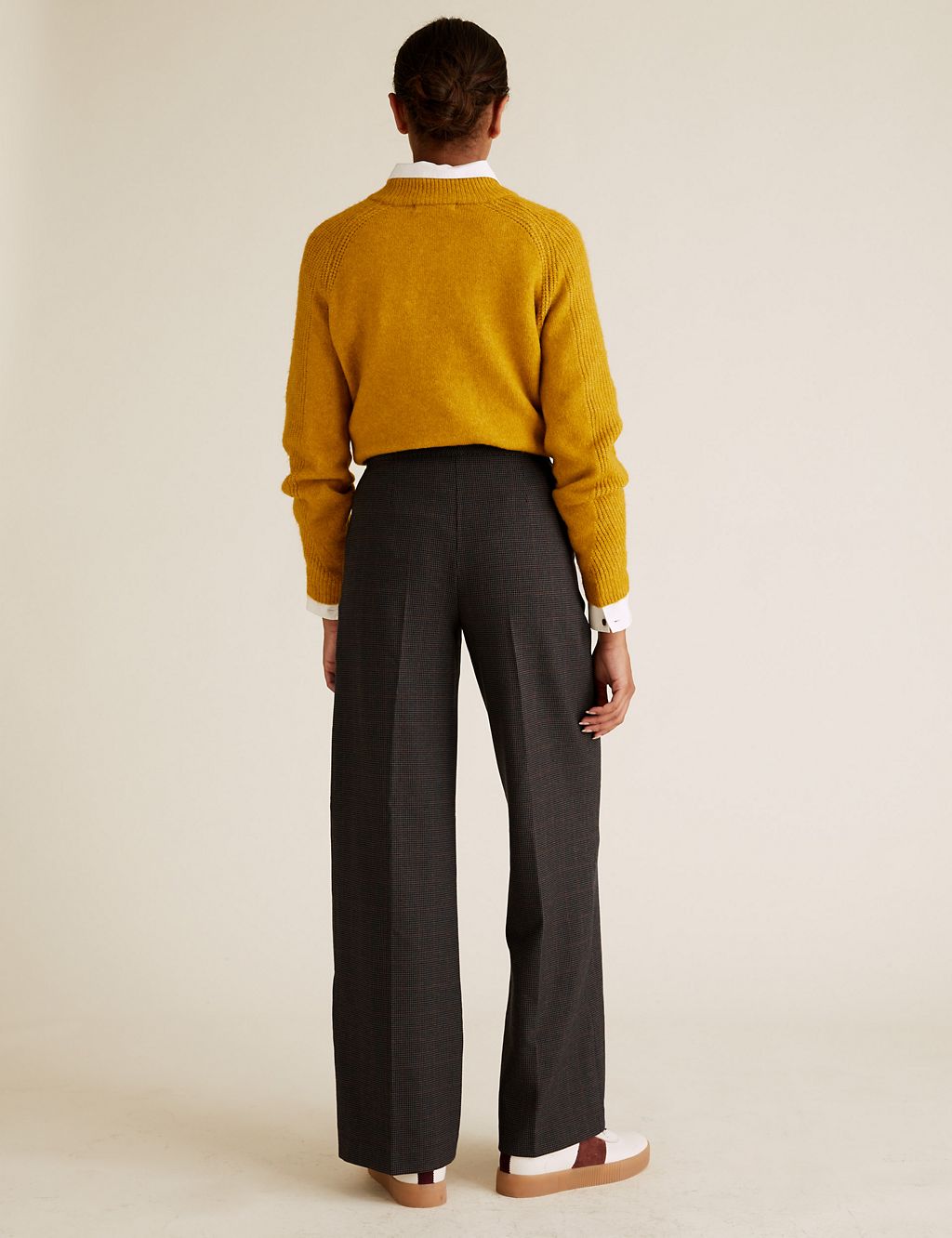 Checked Wide Leg High Waisted Trousers 2 of 5