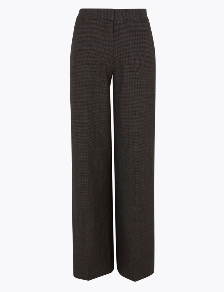 Checked Wide Leg High Waisted Trousers 2 of 5