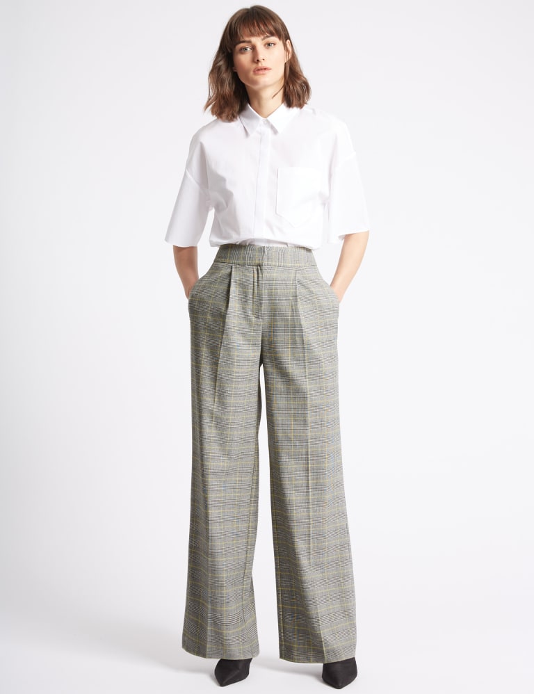 Checked Wide Leg Trousers Limited Edition M S