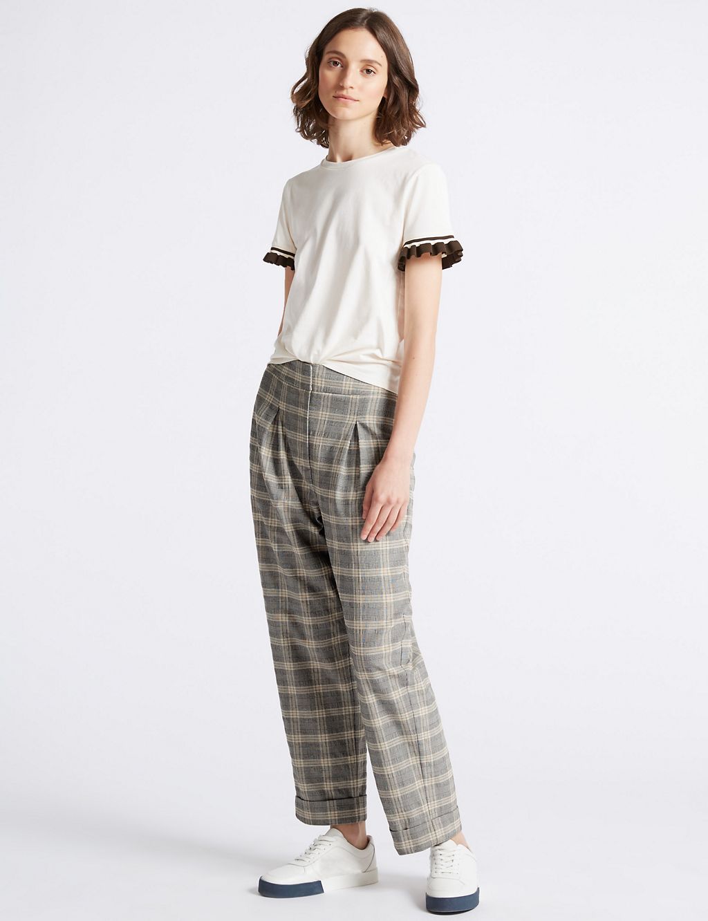 Checked Wide Leg Trousers 3 of 7
