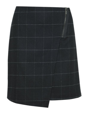 Checked Wrap Kilt Mini Skirt with New Wool Image 2 of 5