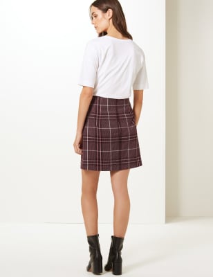 marks and spencer checked skirt