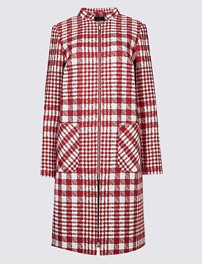 Checked Zipped Front Coat Image 2 of 5