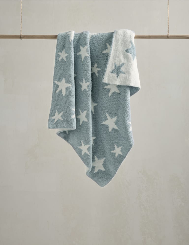 Chenille Blanket - Blue Star 1 of 2