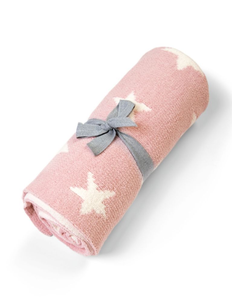 Chenille Blanket - Pink Star 2 of 2