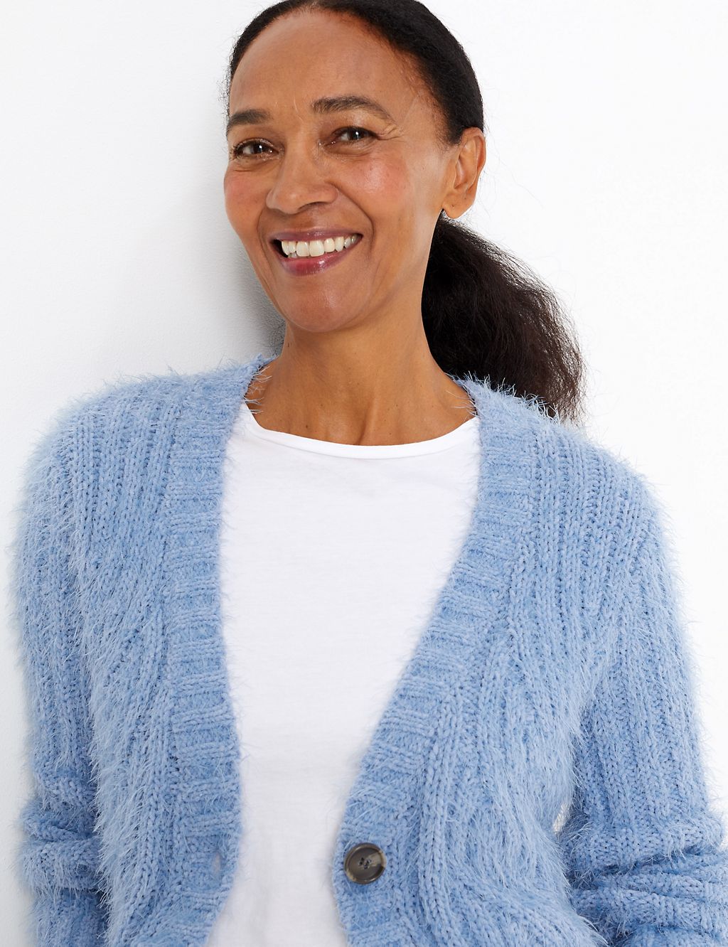 Chenille Cable Knit V-Neck Cardigan 2 of 5
