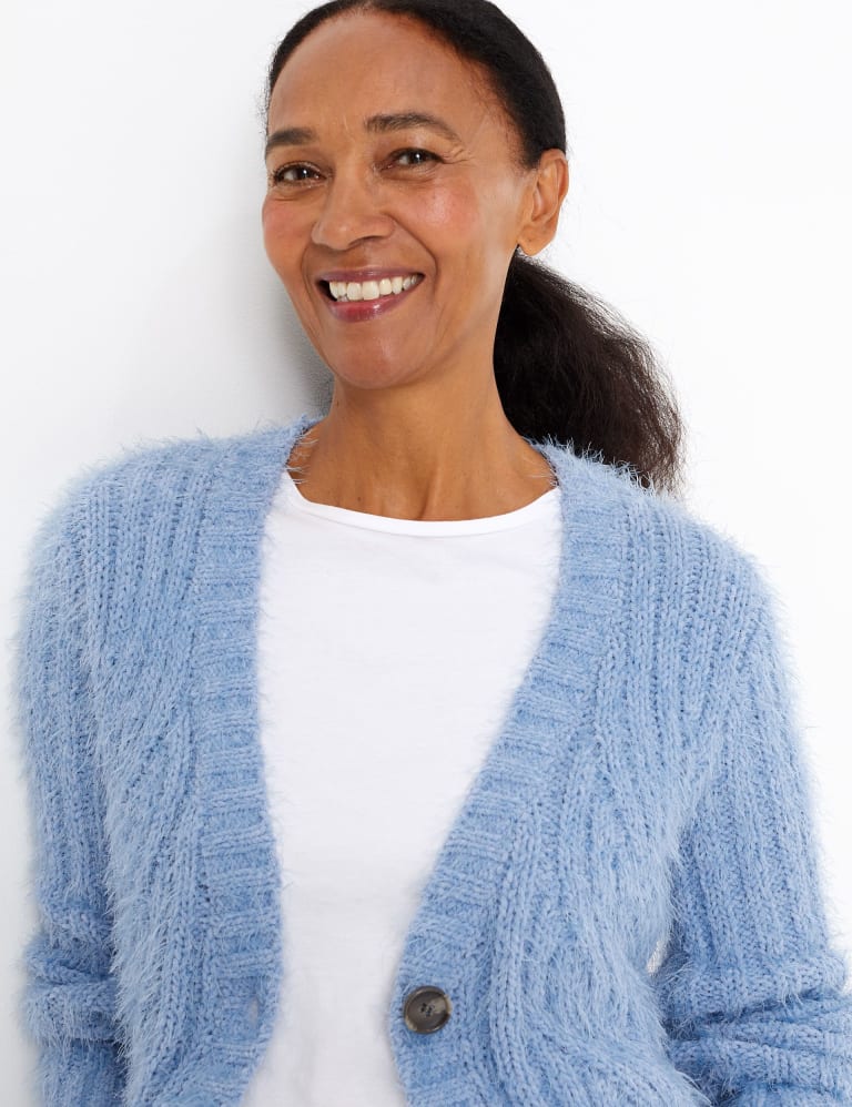 Chenille Cable Knit V Neck Cardigan M S Collection M S