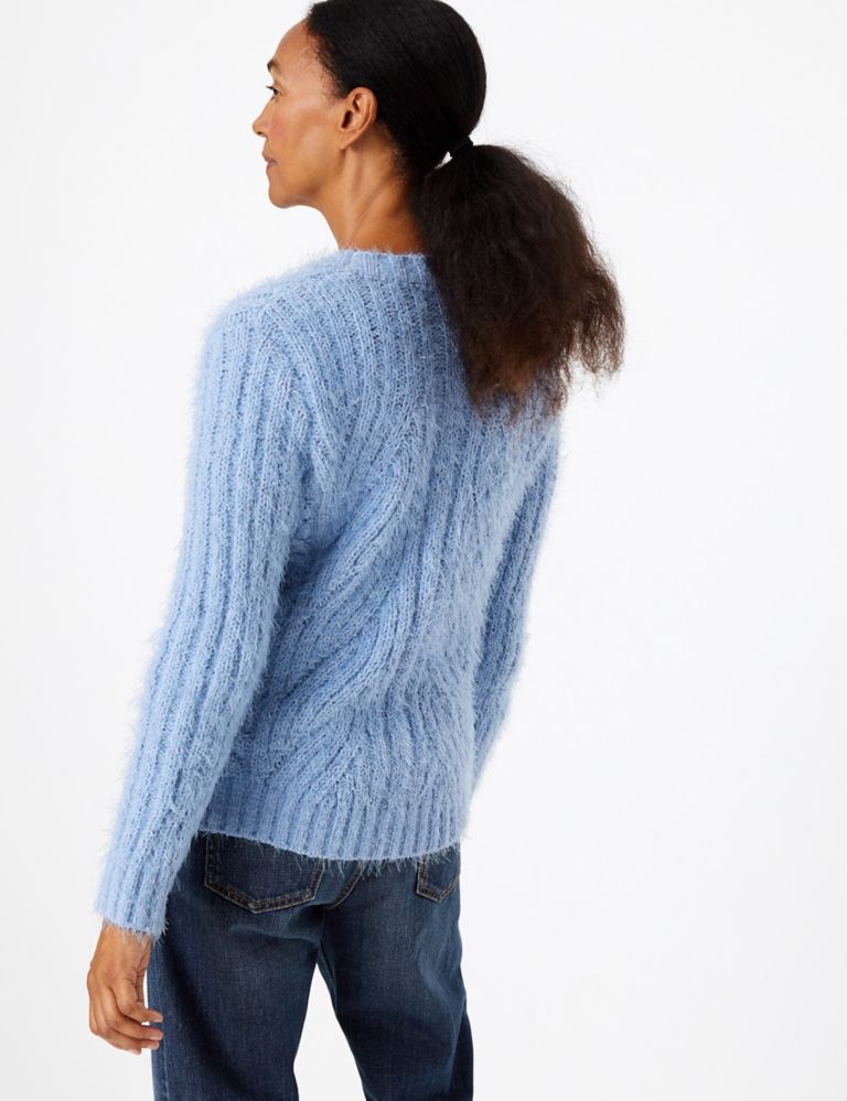 Chenille Cable Knit V-Neck Cardigan 4 of 5
