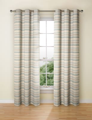 Chenille Geometric Eyelet Curtains M&S