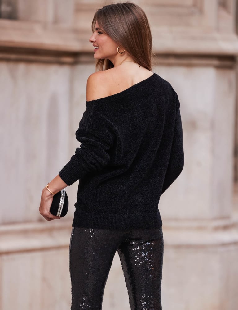 Chenille off the shoulder sweater discount