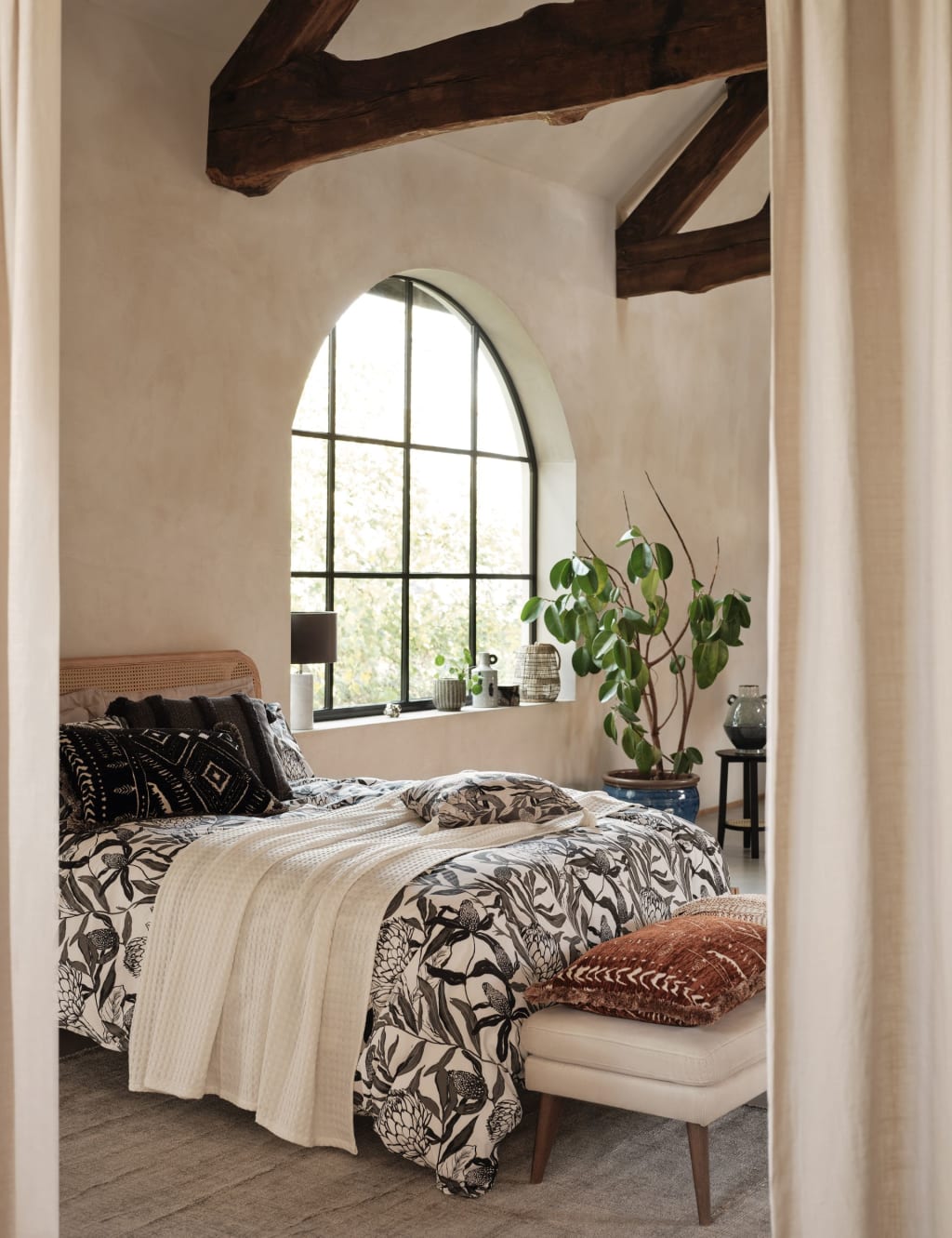 Chenille Patterned Bolster Cushion M&S Collection M&S