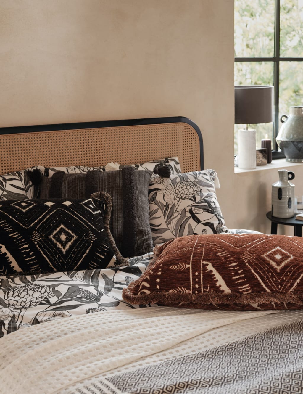 Chenille Patterned Bolster Cushion M&S Collection M&S