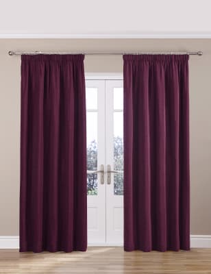 Chenille Thinsulate Pencil Pleat Curtains M S