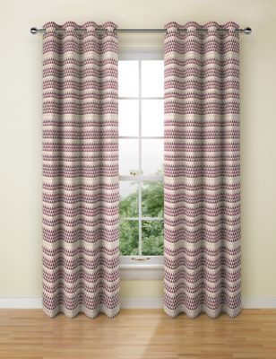 Chenille Triangle Eyelet Curtains Image 1 of 2