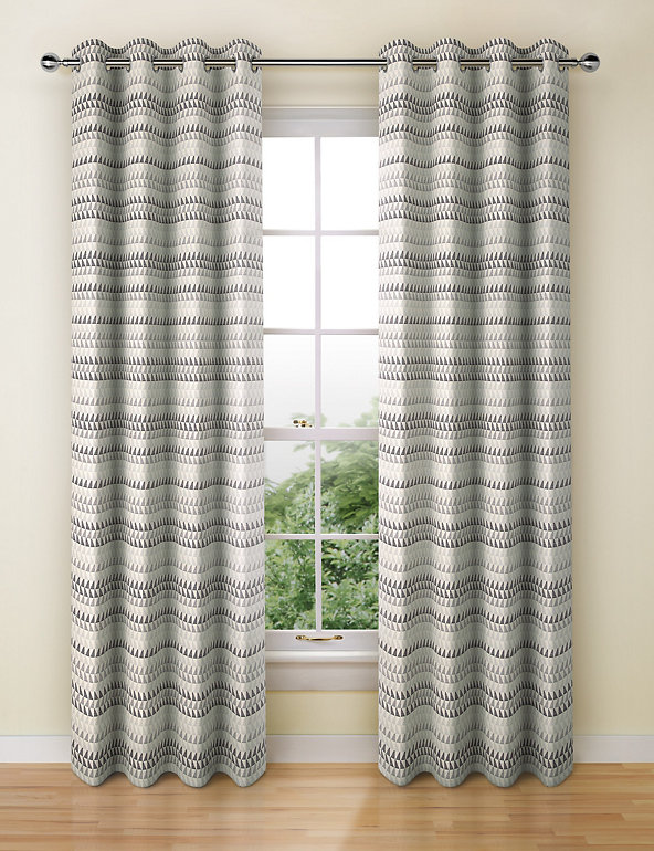 Chenille Triangle Eyelet Curtains Image 1 of 2