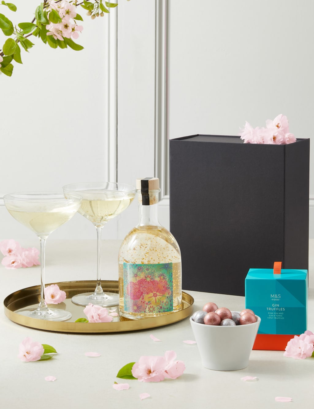 Cherry Blossom Glitter Gin Globe & Gin Truffles M&S