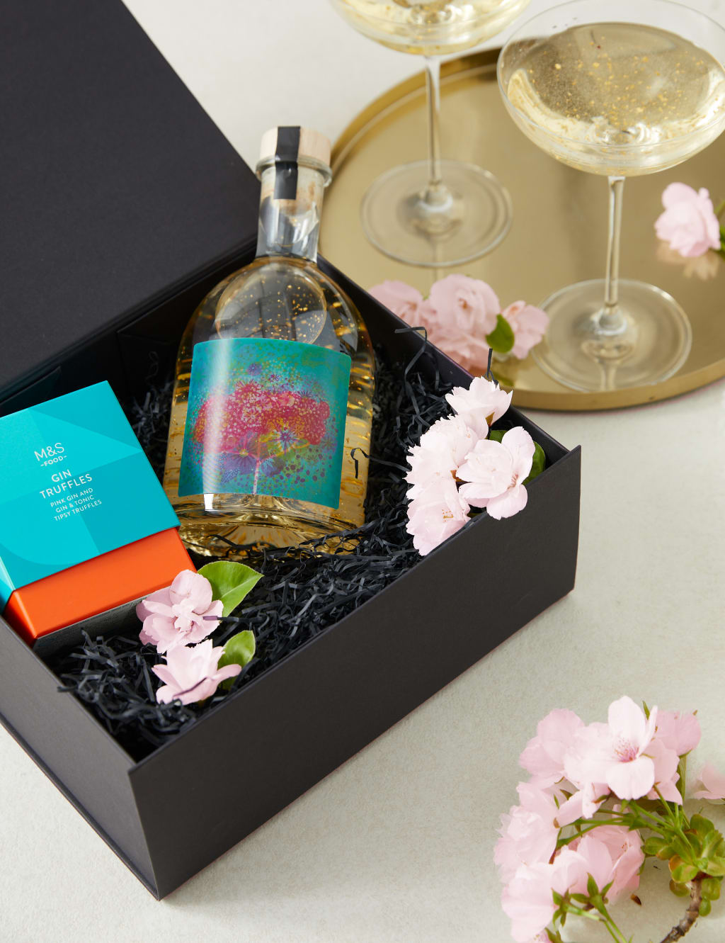 Cherry Blossom Glitter Gin Globe & Gin Truffles M&S
