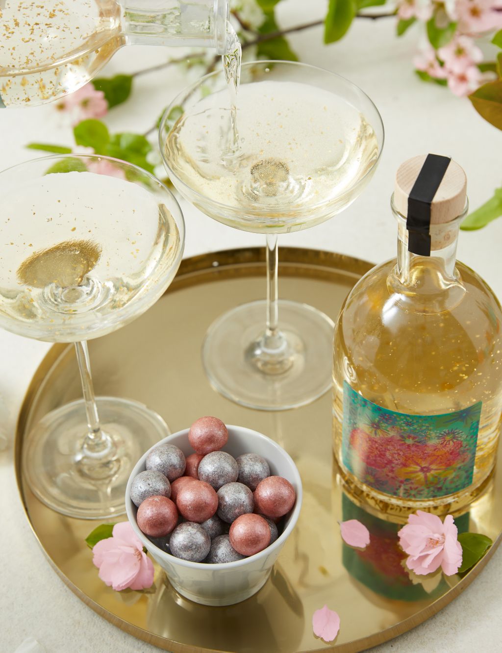 Cherry Blossom Glitter Gin Globe And Gin Truffles Mands