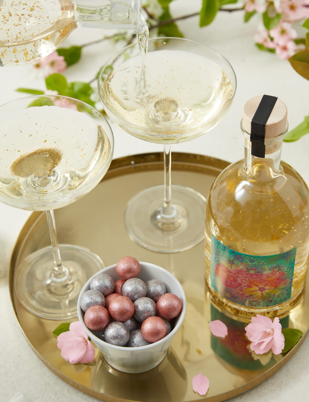 Cherry Blossom Glitter Gin Globe & Gin Truffles M&S