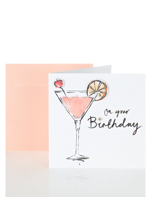 Cherry Cocktail Birthday Card Image 1 of 2
