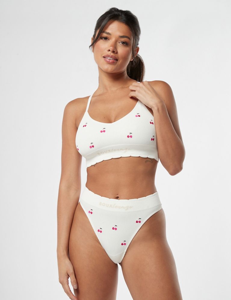 Cherry Embroidered Thong, Boux Avenue