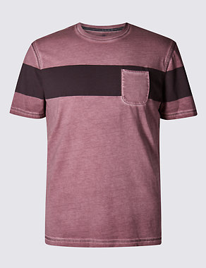 Chest Striped Cold Dye T-Shirt Image 2 of 3