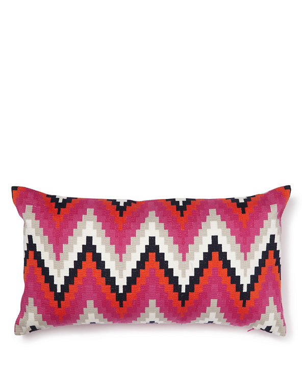Chevron Embroidered Cushion Image 1 of 2
