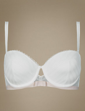 Chevron Embroidered Padded Balcony Bra A-E Image 2 of 4