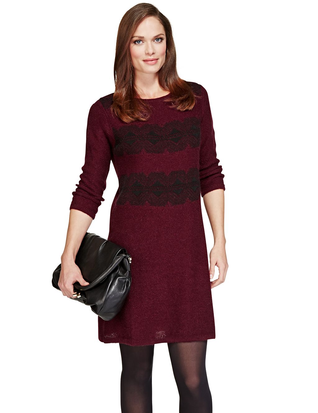 Chevron Lace Knitted Shift Dress with Mohair 2 of 4